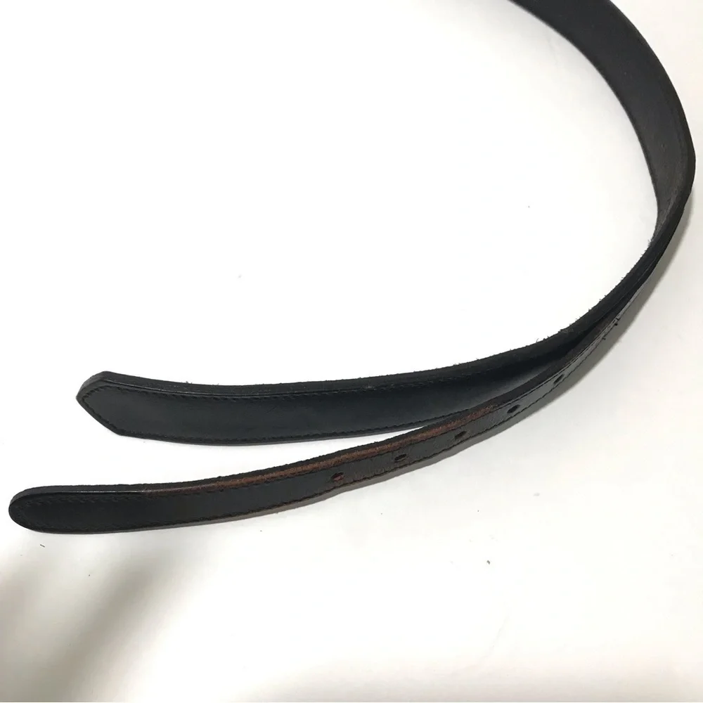 Dos Amigos Black Roped Double Strap Genuine Leather Belt Replaceable Buckle 42